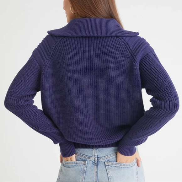 525 America Women's Small Nina 3/4 Zip Sweater Chunky Knit Turtleneck BLACK Pop - Picture 16 of 16